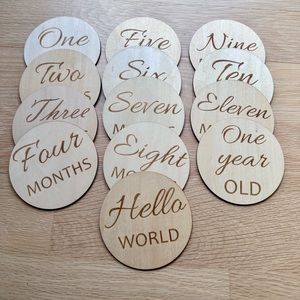 Baby Month Wooden Signs + Bag